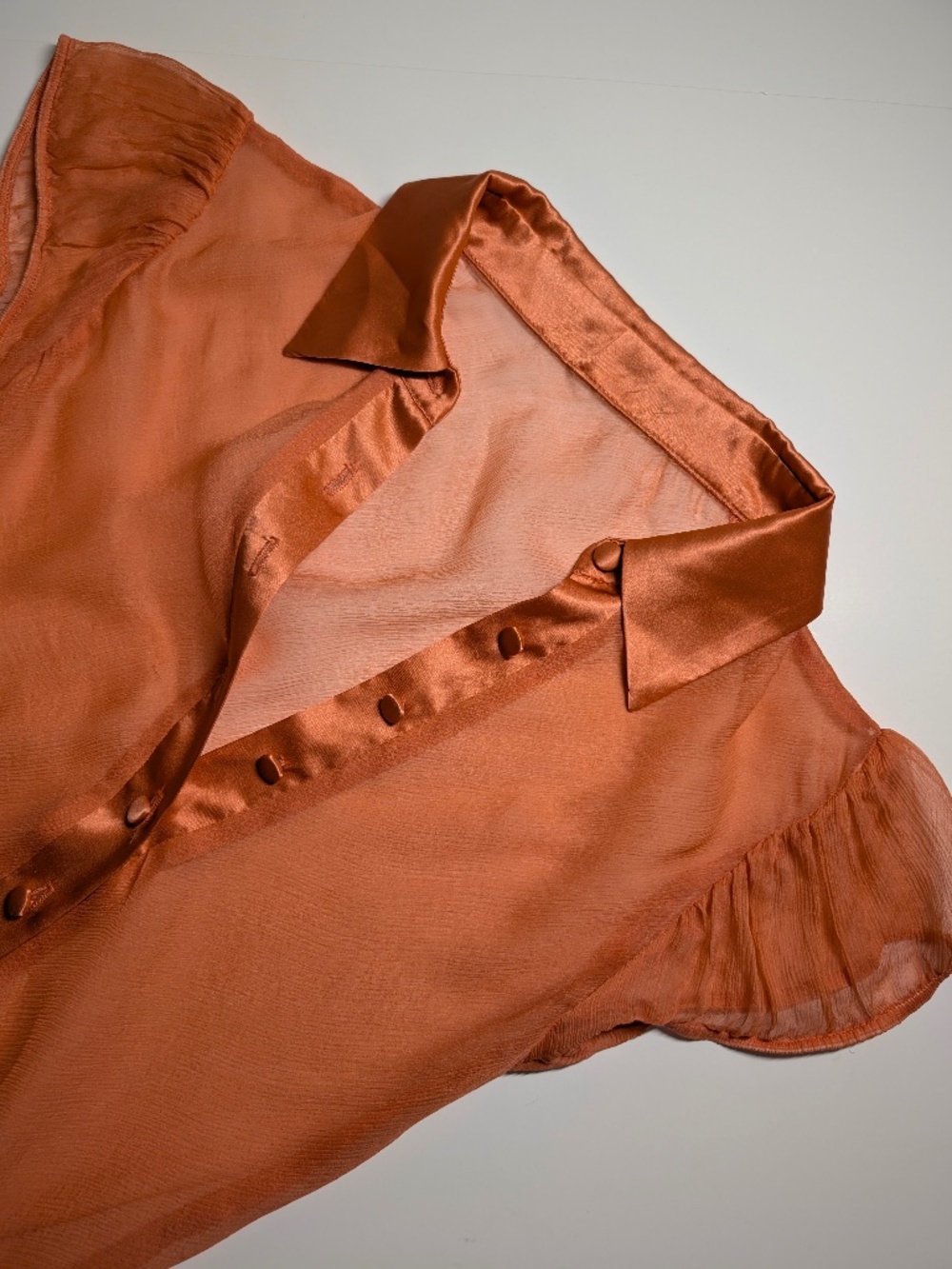Vintage Silk See-through Coral Dress Mini Size Small Orange - Picture 2 of 14